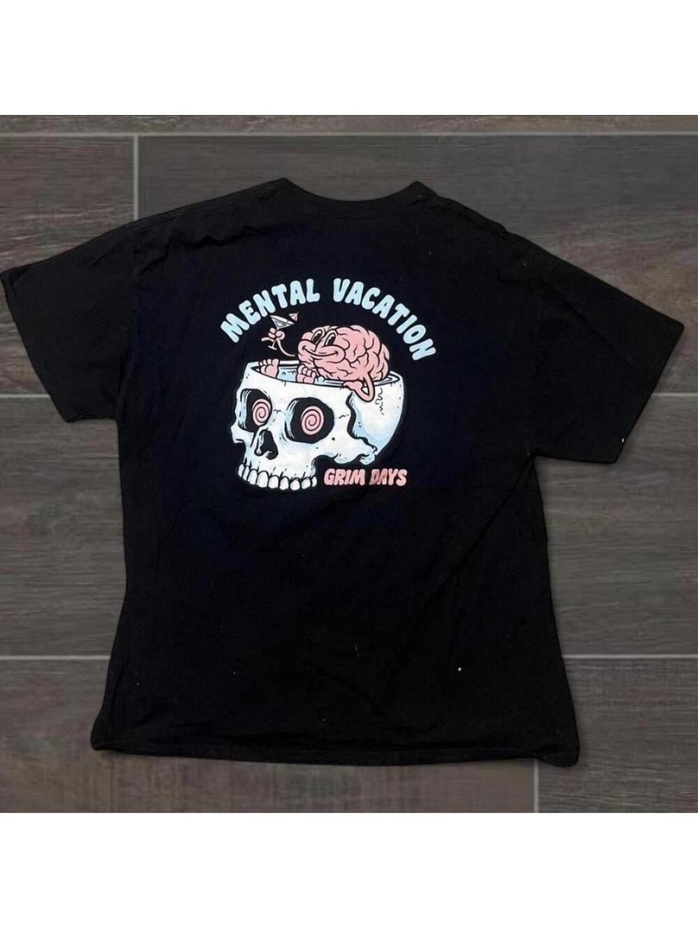 Skater XL alt streetwear Black Grim Days baggy tee